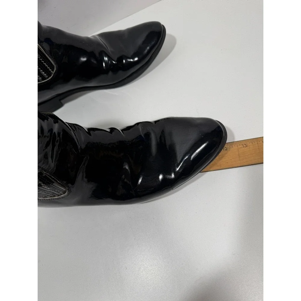 Falcon Bota y Botin Black Patent Leather Chelsea Boots Made Mexico rodeo boots